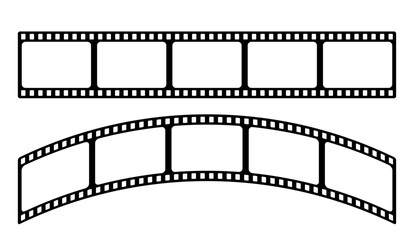 35mm film strip vector design with 5 frames on white background. Black film reel symbol illustration to use for photography, television, cinema, photo frame.