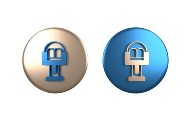 Obraz premium Colorful Attraction carousel icon isolated on white background. Amusement park. Childrens entertainment playground, recreation park. Circle button. 3D render illustration