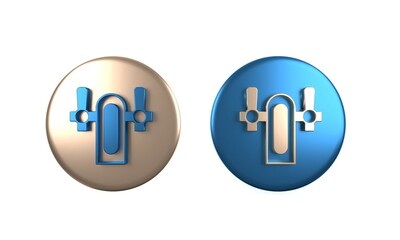 Obraz premium Colorful Beer tap icon isolated on white background. Circle button. 3D render illustration