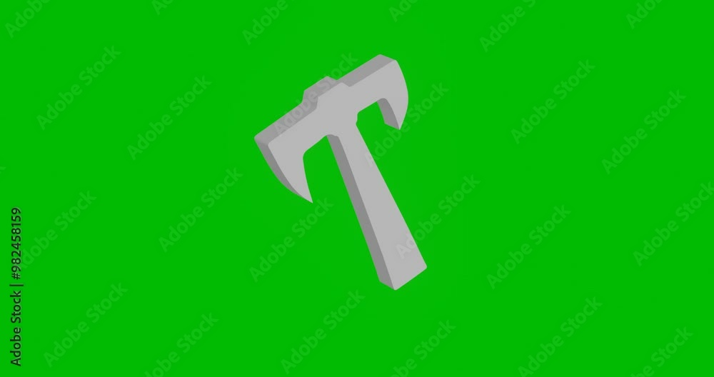 Poster animation of rotation of a white axe symbol with shadow. simple and complex rotation. seamless loope