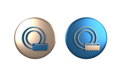 Colorful Washing dishes icon isolated on white background. Cleaning dishes icon. Dishwasher sign. Clean tableware sign. Circle button. 3D render illustration