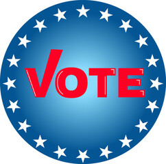 Voting 2024 Icon with Vote, Government, and Patriotic Symbolism and Colors