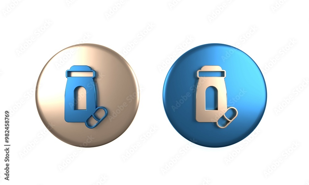 Poster Colorful Sedative pills icon isolated on white background. Circle button. 3D render illustration