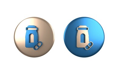 Colorful Sedative pills icon isolated on white background. Circle button. 3D render illustration