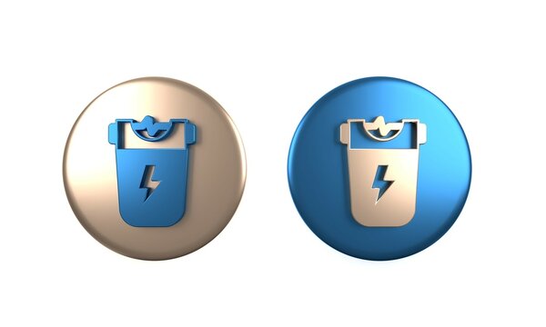 Colorful Police electric shocker icon isolated on white background. Shocker for protection. Taser is an electric weapon. Circle button. 3D render illustration