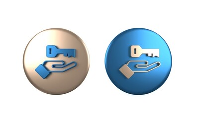 Colorful Solution to the problem in psychology icon isolated on white background. Key. Therapy for mental health. Circle button. 3D render illustration