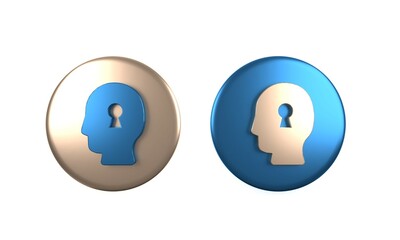 Colorful Solution to the problem in psychology icon isolated on white background. Key. Therapy for mental health. Circle button. 3D render illustration