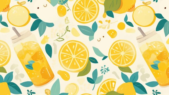 Summer planner illustration featuring a lemonade pattern Designed for weekly entertainment planning this charming template caters to kids schedules in a vector flat style - Powered by Adobe