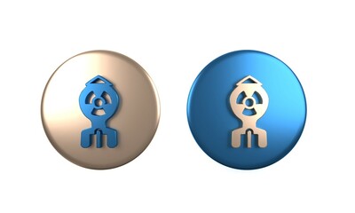 Colorful Nuclear bomb icon isolated on white background. Rocket bomb flies down. Circle button. 3D render illustration