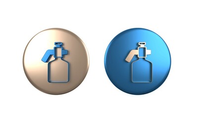 Colorful Paint spray gun icon isolated on white background. Circle button. 3D render illustration