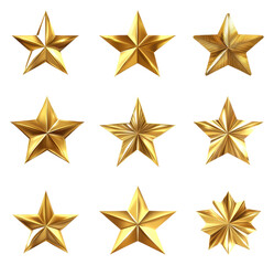 PNG Grid of unique golden star designs