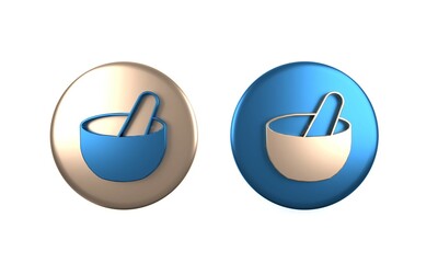 Colorful Witch cauldron icon isolated on white background. Happy Halloween party. Circle button. 3D render illustration