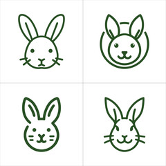 Set of Rabbit line art logo design vector illustration.
