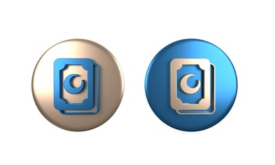 Colorful Tarot cards icon isolated on white background. Magic occult set of tarot cards. Circle button. 3D render illustration