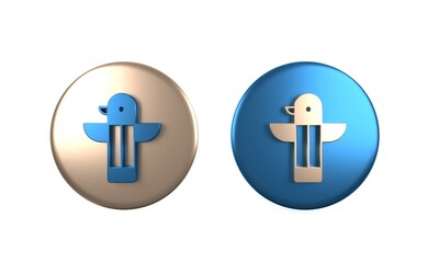 Colorful Canadian totem pole icon isolated on white background. Circle button. 3D render illustration