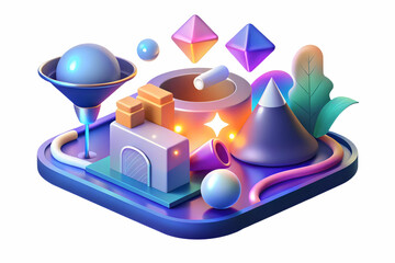 Vibrant Flat Glowing Abstract Art for Online Promotions - Modern Digital Illustration Highlighting Marketing Impact with Dynamic Light Effects