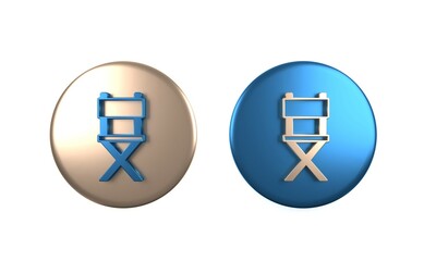 Colorful Director movie chair icon isolated on white background. Film industry. Circle button. 3D render illustration