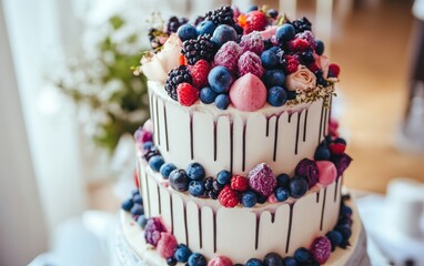 clean and beauty modern tasty wedding cake 