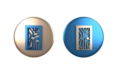 Colorful Closed door icon isolated on white background. Circle button. 3D render illustration