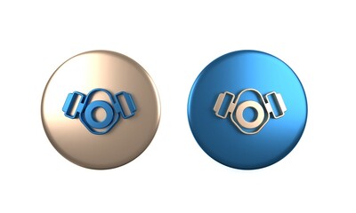 Obraz premium Colorful Gas mask icon isolated on white background. Respirator sign. Circle button. 3D render illustration