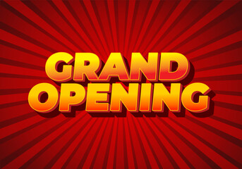 Grand opening. Text effect in modern colors with 3D style