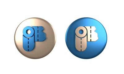Colorful Paper towel roll icon isolated on white background. Circle button. 3D render illustration