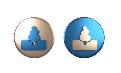 Colorful Tree icon isolated on white background. Forest symbol. Circle button. 3D render illustration