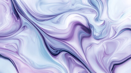 Obraz premium Liquid marble texture in light lavender and pale turquoise, with smooth, swirling lines creating a fluid abstract pattern.