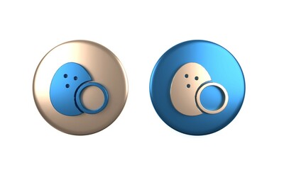 Colorful Coconut icon isolated on white background. Circle button. 3D render illustration