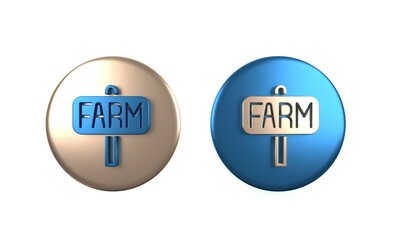 Colorful Location farm icon isolated on white background. Circle button. 3D render illustration