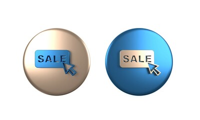 Colorful Price tag with an inscription Sale icon isolated on white background. Badge for price. Promo tag discount. Circle button. 3D render illustration