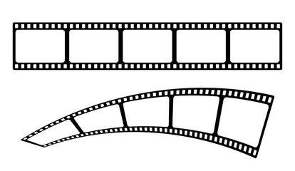 3d 35mm film strip vector design with 5 frames on white background. Black film reel symbol illustration to use for photography, television, cinema, photo frame.