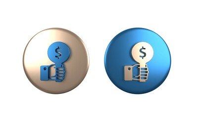 Colorful Hand holding auction paddle icon isolated on white background. Bidding concept. Auction competition. Hands rising signs with BID inscriptions. Circle button. 3D render illustration