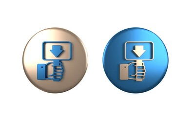 Colorful Hand holding auction paddle icon isolated on white background. Bidding concept. Auction competition. Hands rising signs with BID inscriptions. Circle button. 3D render illustration