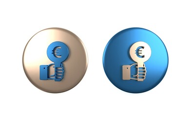 Colorful Hand holding auction paddle icon isolated on white background. Bidding concept. Auction competition. Hands rising signs with BID inscriptions. Circle button. 3D render illustration