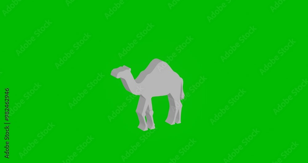 Poster animation of rotation of a white camel symbol with shadow. simple and complex rotation. seamless loo