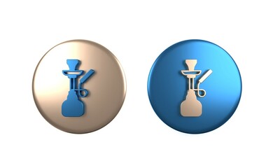 Colorful Hookah icon isolated on white background. Circle button. 3D render illustration