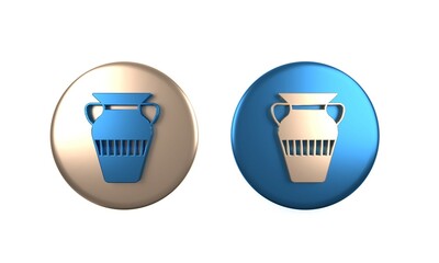 Colorful Egyptian vase icon isolated on white background. Symbol of ancient Egypt. Circle button. 3D render illustration