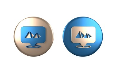 Colorful Egypt pyramids icon isolated on white background. Symbol of ancient Egypt. Circle button. 3D render illustration