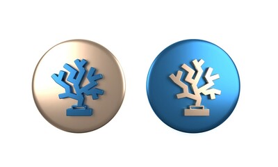 Colorful Coral icon isolated on white background. Circle button. 3D render illustration