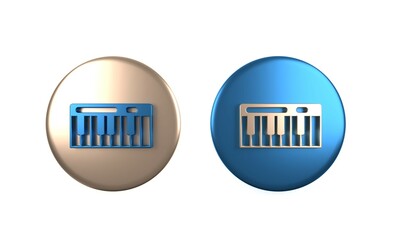 Colorful Music synthesizer icon isolated on white background. Electronic piano. Circle button. 3D render illustration