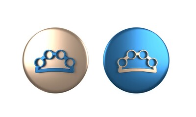 Colorful Musical instrument percussion tambourine, with metal plates icon isolated on white background. Circle button. 3D render illustration