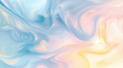 A calming fluid background with pastel swirls of light blue, pale yellow, and soft pink, blending seamlessly into an abstract design.