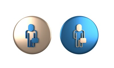 Colorful Businessman icon isolated on white background. Business avatar symbol user profile icon. Male user sign. Circle button. 3D render illustration