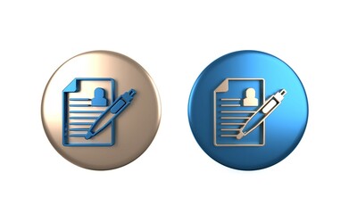 Colorful Resume icon isolated on white background. CV application. Searching professional staff. Analyzing personnel resume. Circle button. 3D render illustration