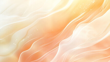 Fototapeta premium Gradient from warm peach to light yellow, with flowing white wavy lines gently rippling across the background, adding harmony and motion.