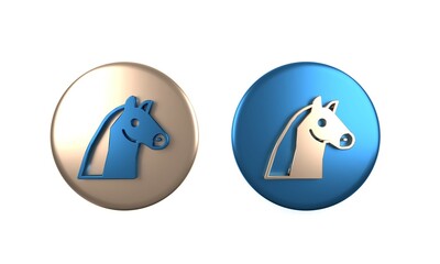 Colorful Horse icon isolated on white background. Animal symbol. Circle button. 3D render illustration