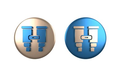 Colorful Binoculars icon isolated on white background. Find software sign. Spy equipment symbol. Circle button. 3D render illustration