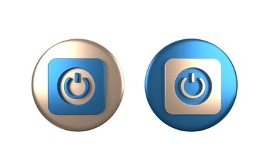 Obraz premium Colorful Power button icon isolated on white background. Start sign. Circle button. 3D render illustration