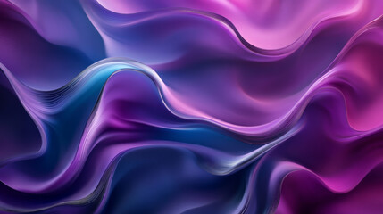 Obraz premium A bold gradient of deep purple to soft blue, with dynamic wavy lines in silver curving across the background, creating a sense of movement and depth.
